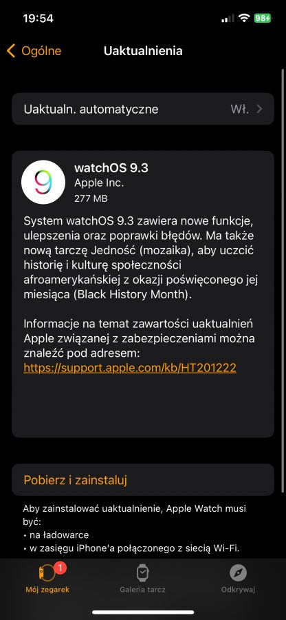 watchOS 9.3 aktualizacja