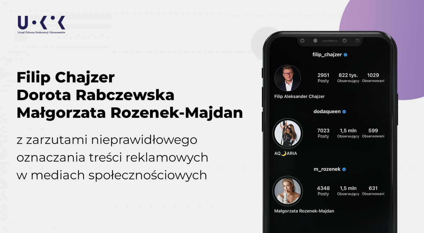 Doda, Filip Chajzer i Małgorzata Rozenek-Majdan z zarzutami UOKiK