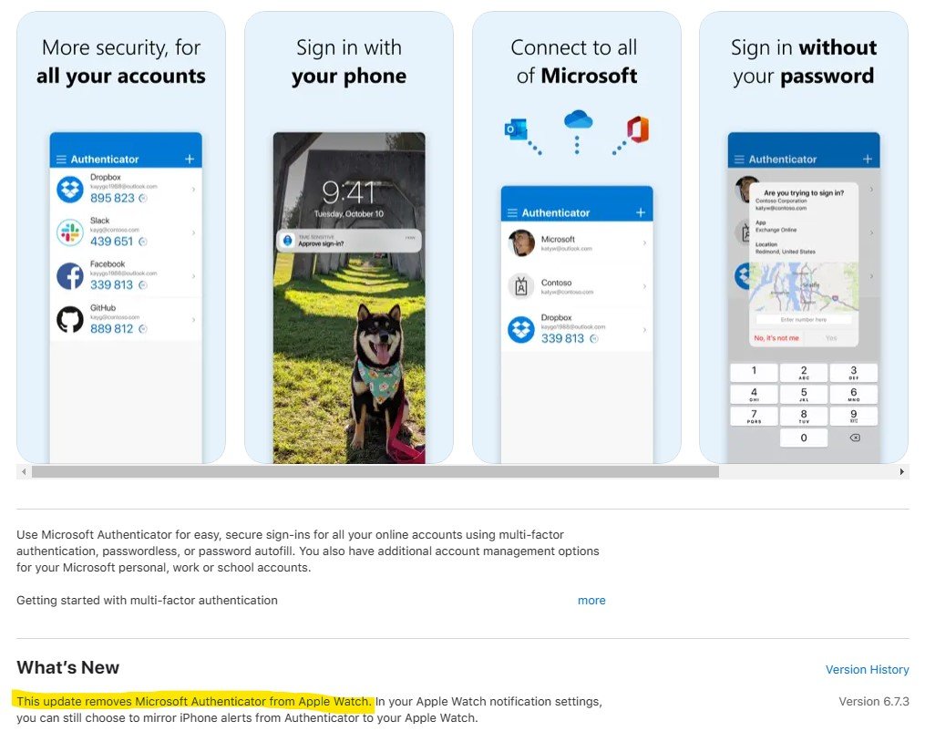 Microsoft Authenticator w App Store