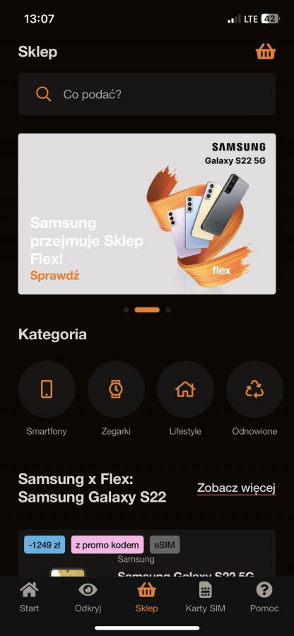 promocja na Samsung Galaxy S22 128 GB Orange Flex fot. Mateusz Budzeń Tabletowo.pl