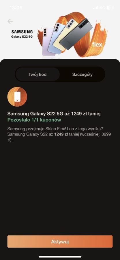 promocja na Samsung Galaxy S22 128 GB Orange Flex fot. Mateusz Budzeń Tabletowo.pl