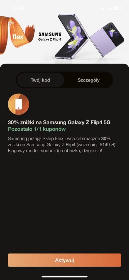 promocja na Samsung Galaxy Z Flip 4 128 GB Orange Flex fot. Mateusz Budzeń Tabletowo.pl