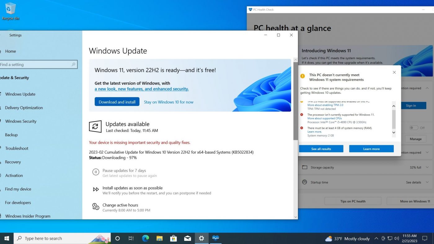 Windows 10 aktualizacja do Windows 11 na niewspieranym sprzęcie