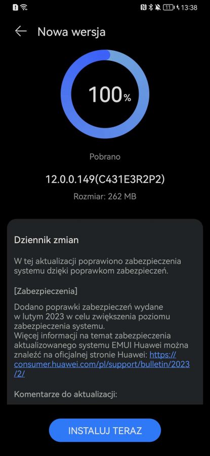 Huawei P30 Pro aktualizacja zabezpieczeń luty 2023 roku fot. Jakub Kordasiński Tabletowo.pl