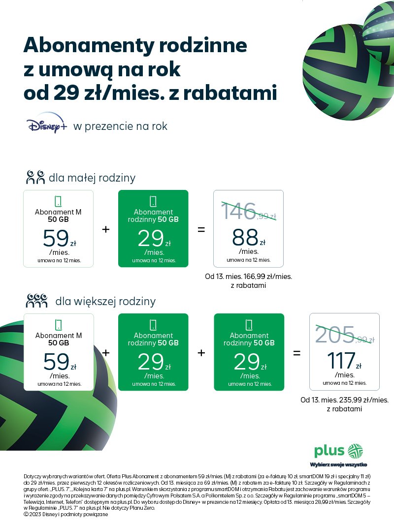 Nowa oferta abonamentowa Plus od 8 marca 2023 roku abonament rodzinny