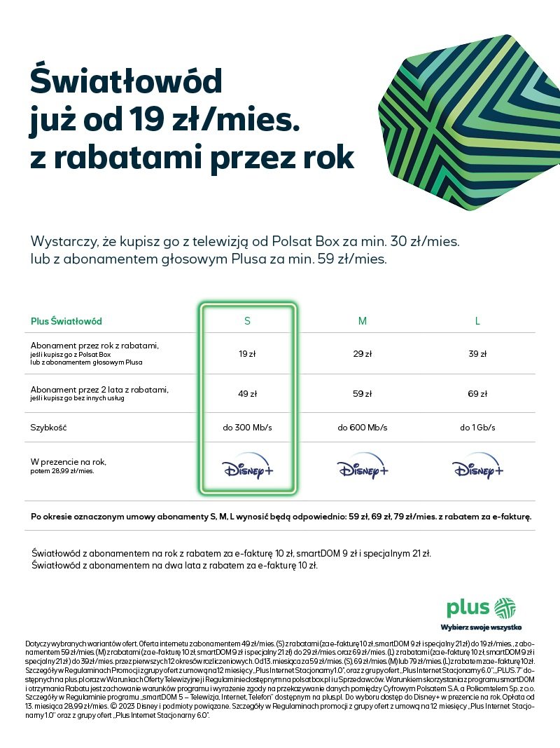 Plus Światłowód nowa oferta od 8 marca 2023 roku