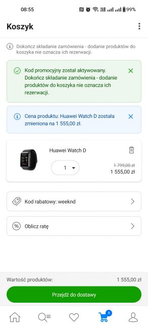 promocja na HUAWEI Watch D kod rabatowy weeknd fot. Tabletowo.pl