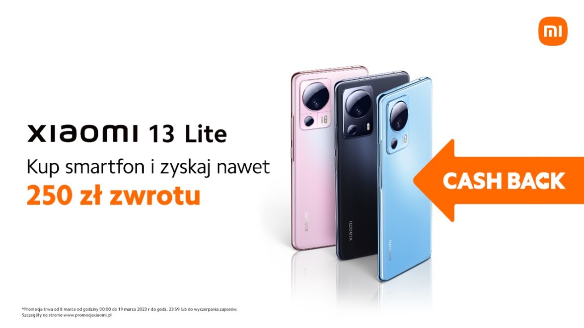 promocja na smartfon Xiaomi 13 Lite zwrot 250 złotych