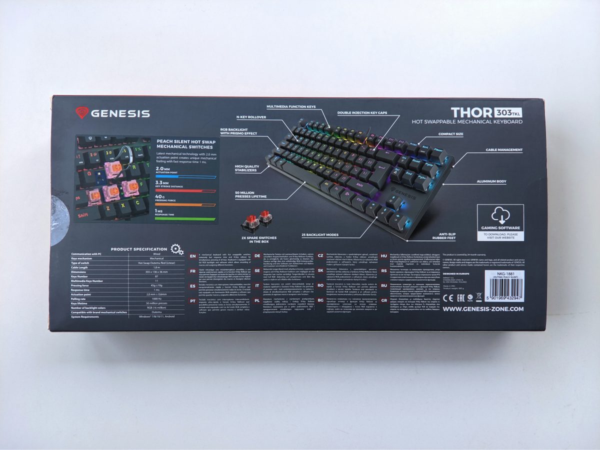 klawiatura mechaniczna Genesis Thor 303 TKL keyboard pudełko