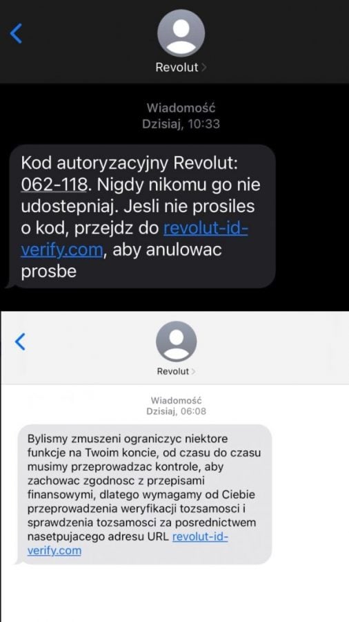 Revolut oszustwo SMS