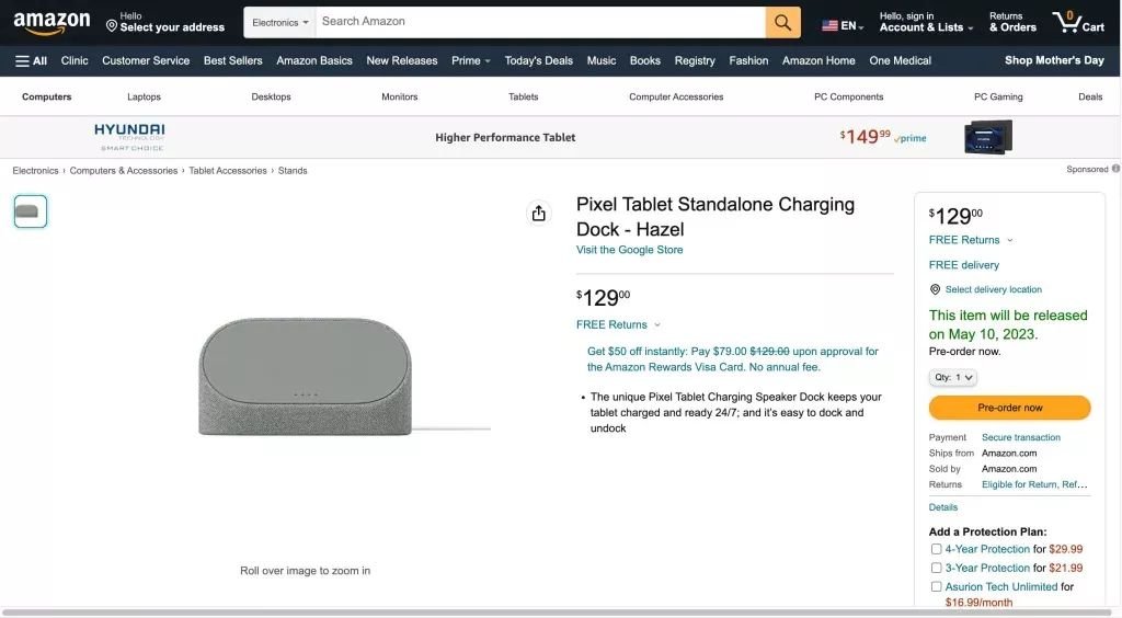 amazon google pixel tablet cena stacji dokującej