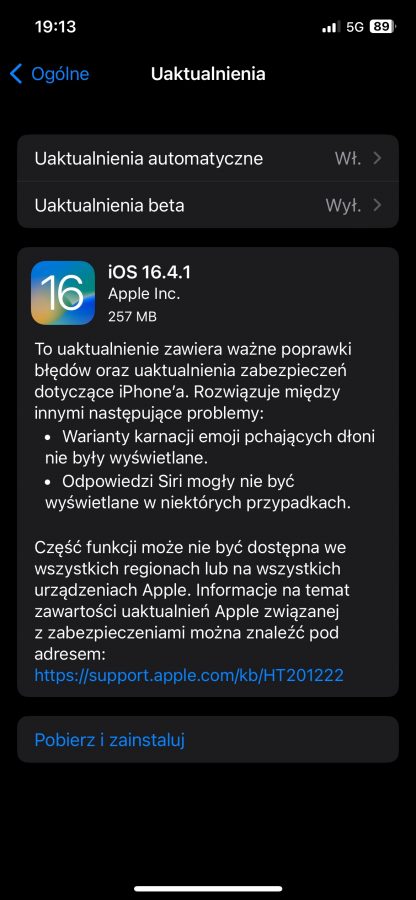 iOS 16.4.1 aktualizacja