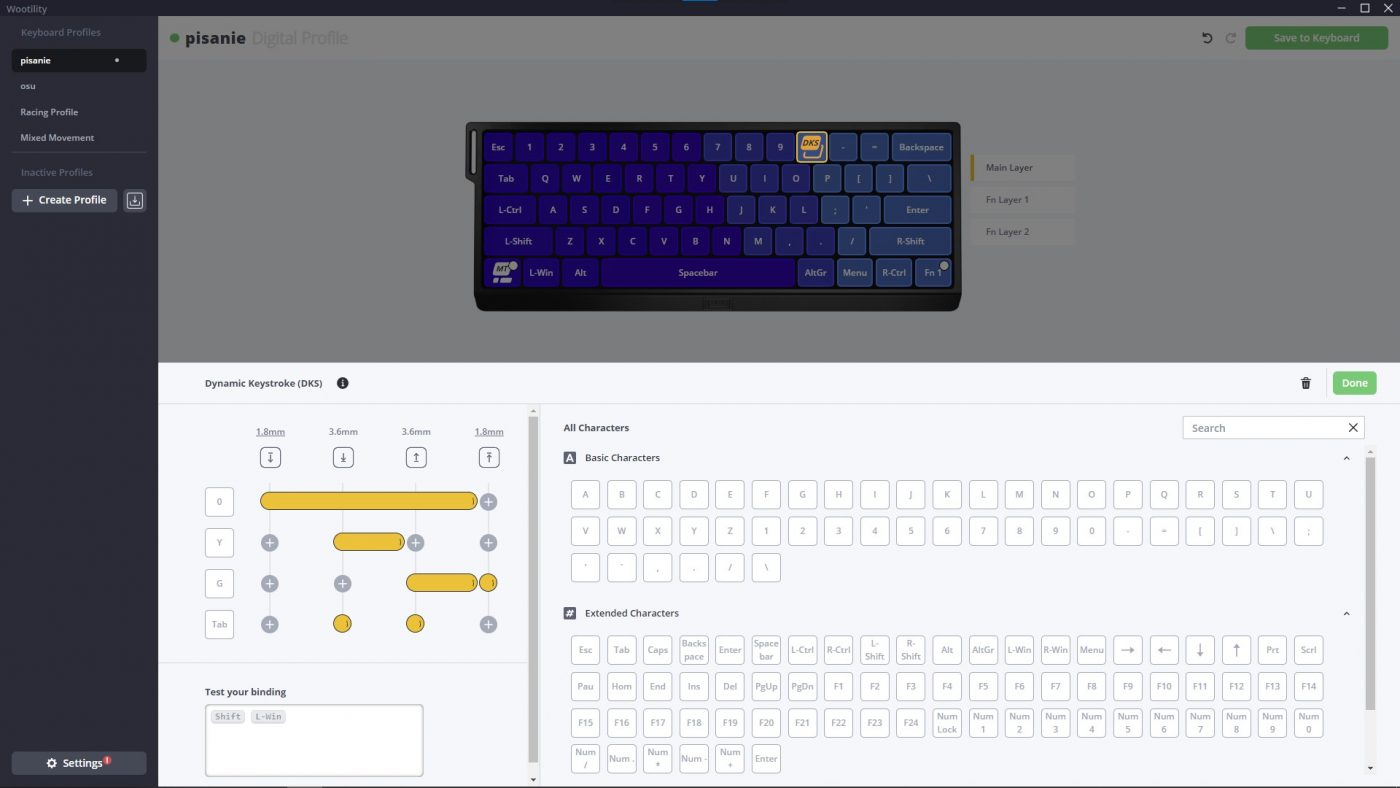 klawiatura dla graczy Wooting 60HE gaming keyboard software