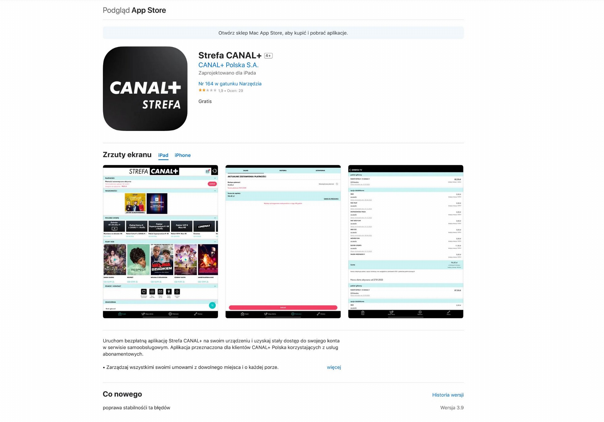 strefa canal+ aplikacja appstore