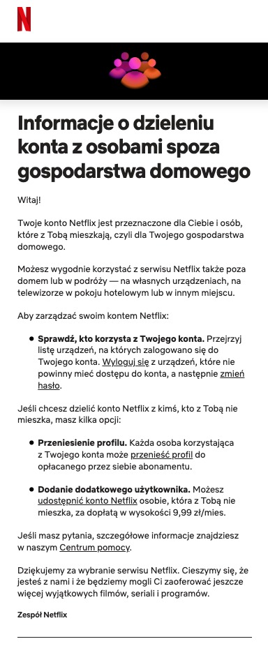 Netflix wysyła maile do użytkowników z Polski