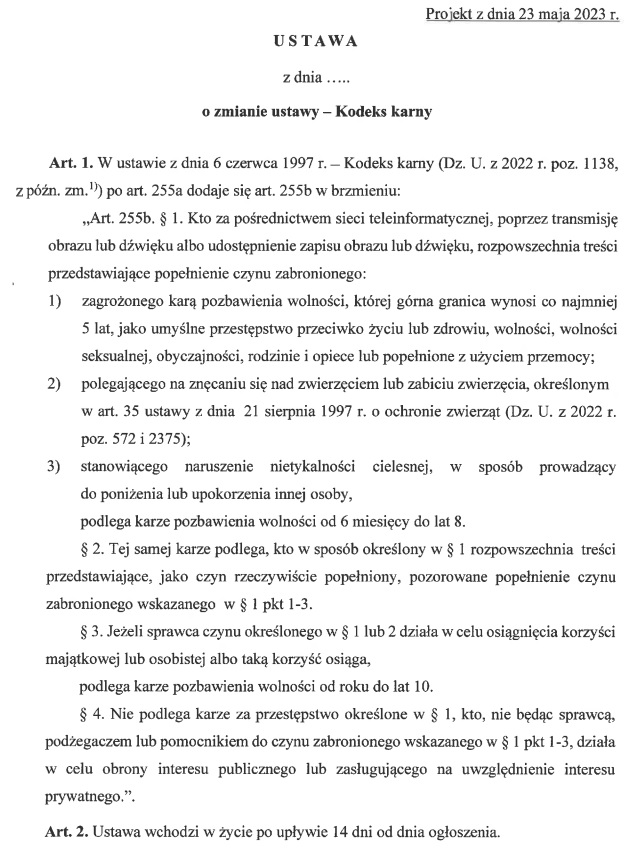 PiS projekt ustawy o zmianie ustawy - Kodeks karny kary dla patostreamerów fot. Tabletowo.pl