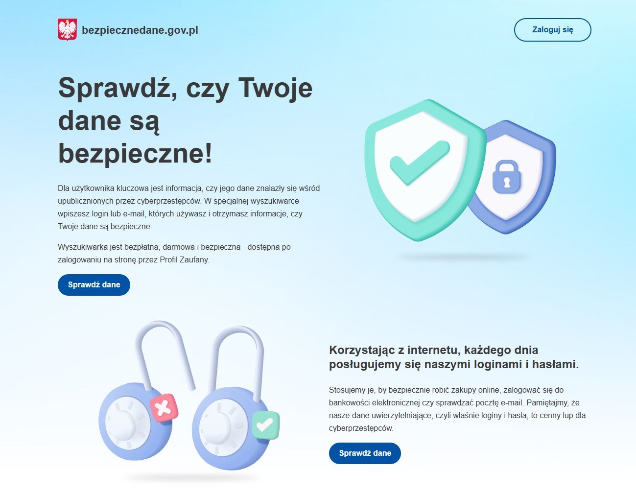 Rządowa strona bezpiecznedane.gov.pl do sprawdzania wycieków danych