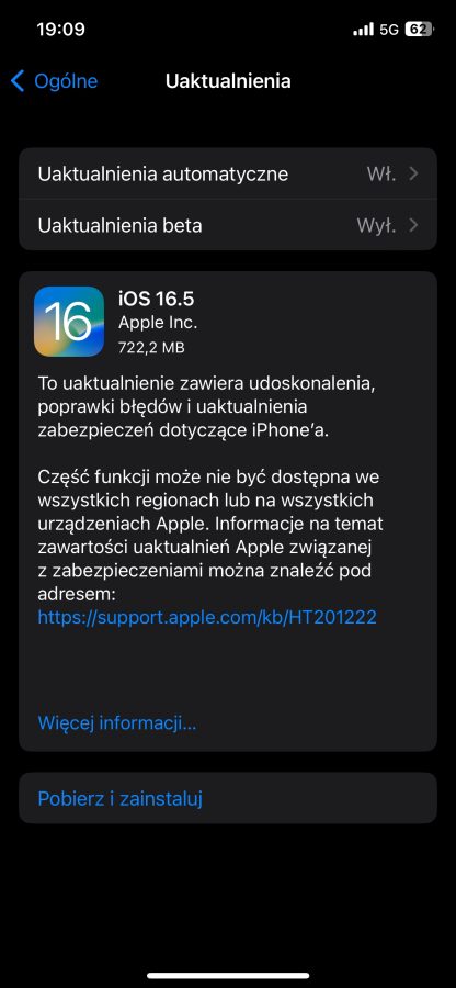 iOS 16.5 aktualizacja