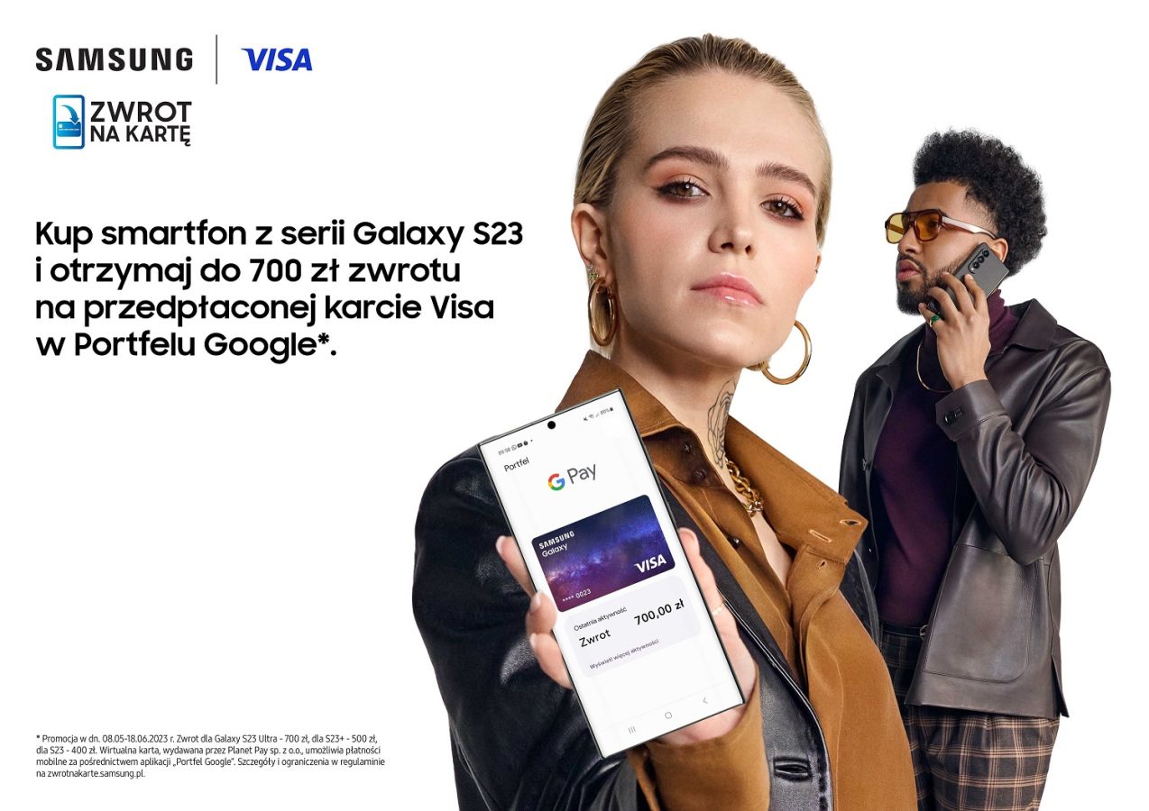 promocja Samsung zwrot do 700 złotych na kartę Visa po zakupie smartfona z serii Galaxy S23