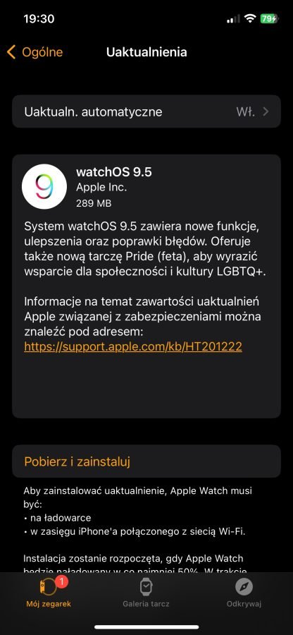 watchOS 9.5 aktualizacja