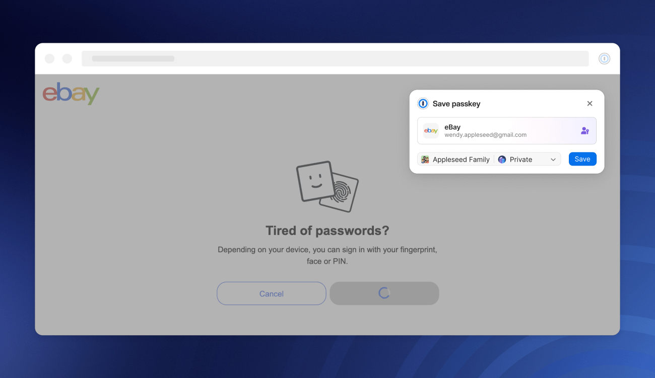 Klucze dostępu w 1Password
