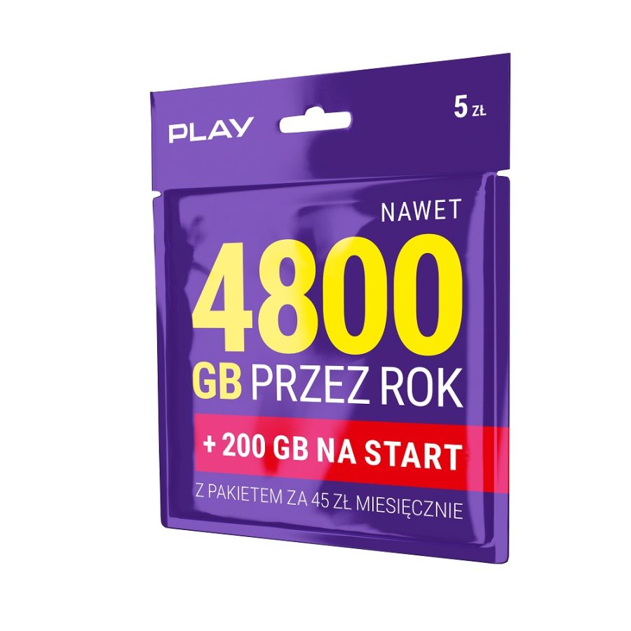 Play na kartę nawet 4800 GB przez rok + 200 GB na start