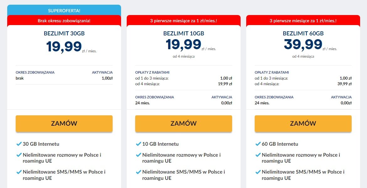 Vectra oferta abonament komórkowy BEZLIMIT 30GB promocja fot. Tabletowo.pl