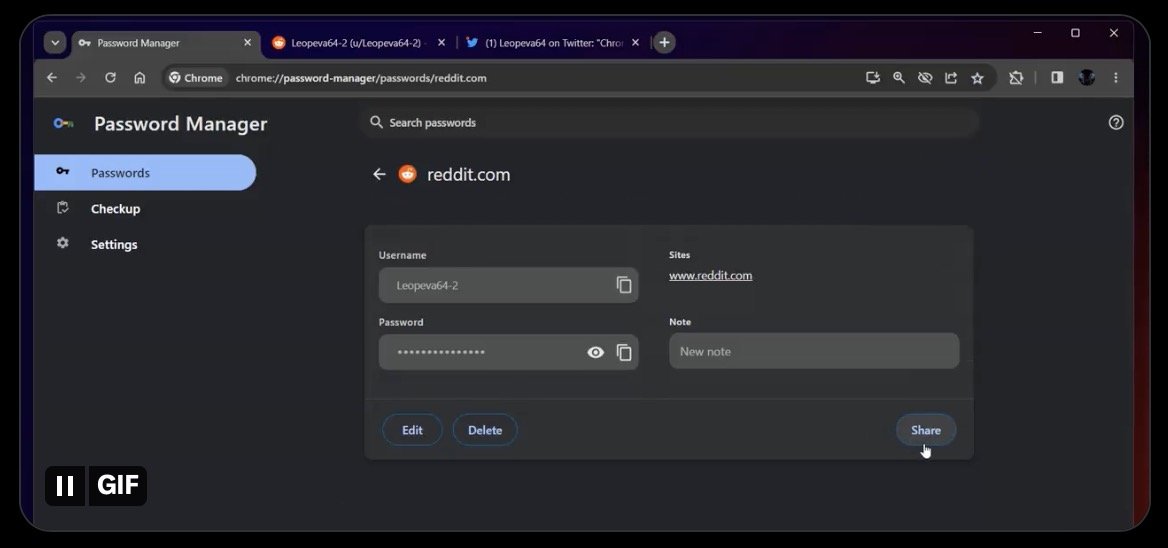 Google Chrome udostępnianie haseł