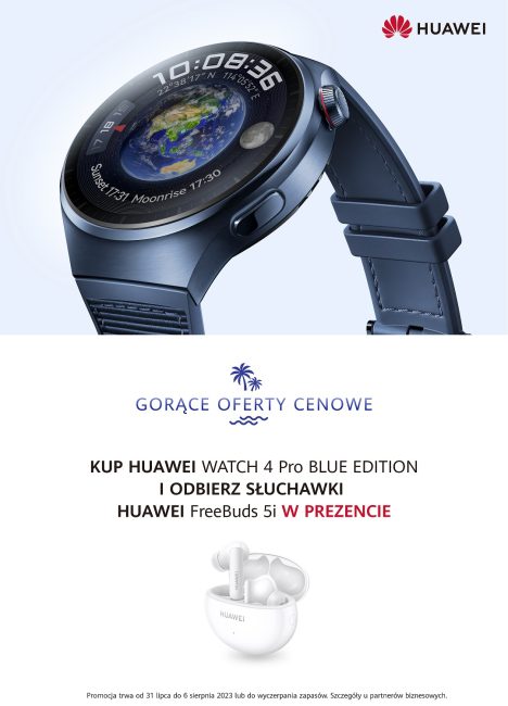 Huawei Watch 4 Pro Blue Edition ze słuchawkami w prezencie