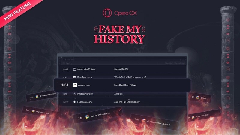 przeglądarka Opera GX nowa funkcja Fake My History
