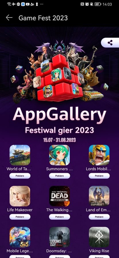 huawei appgallery festiwal gier okazje