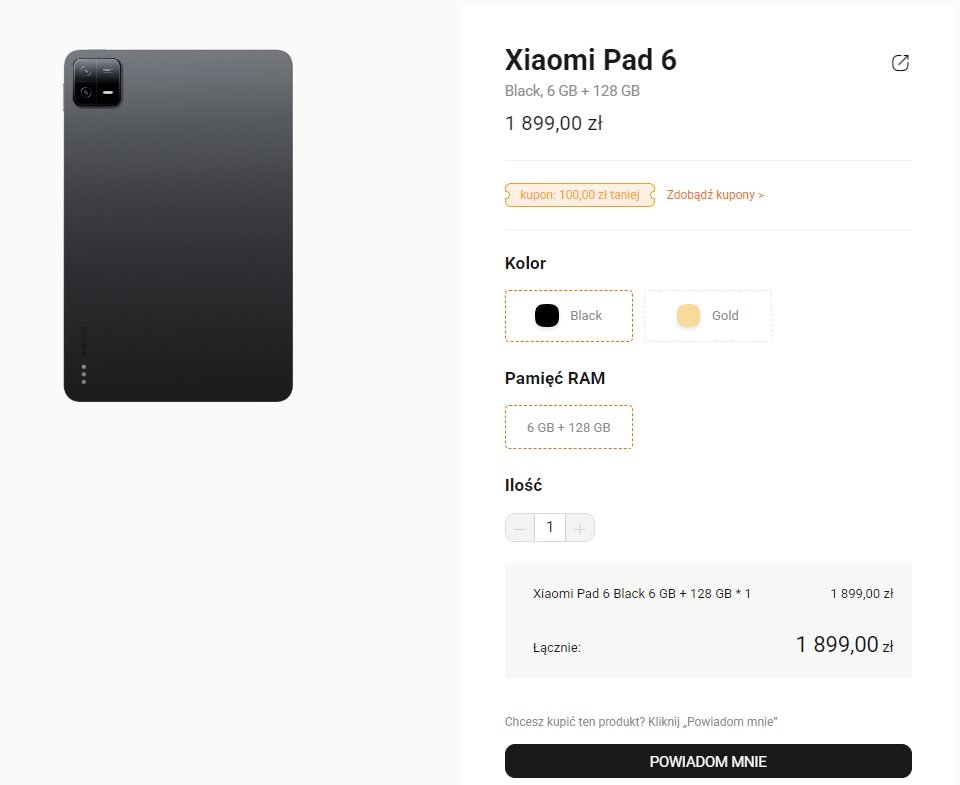 polska cena tabletu Xiaomi Pad 6 fot. Tabletowo.pl