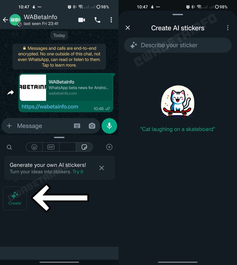aplikacja WhatsApp generator naklejek AI