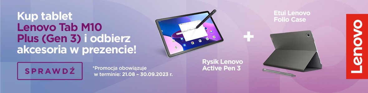 promocja etui Lenovo Folio Case z funkcją stojaka i rysik Lenovo Active Pen 3 w prezencie do tabletu Tab M10 Plus 3. generacji
