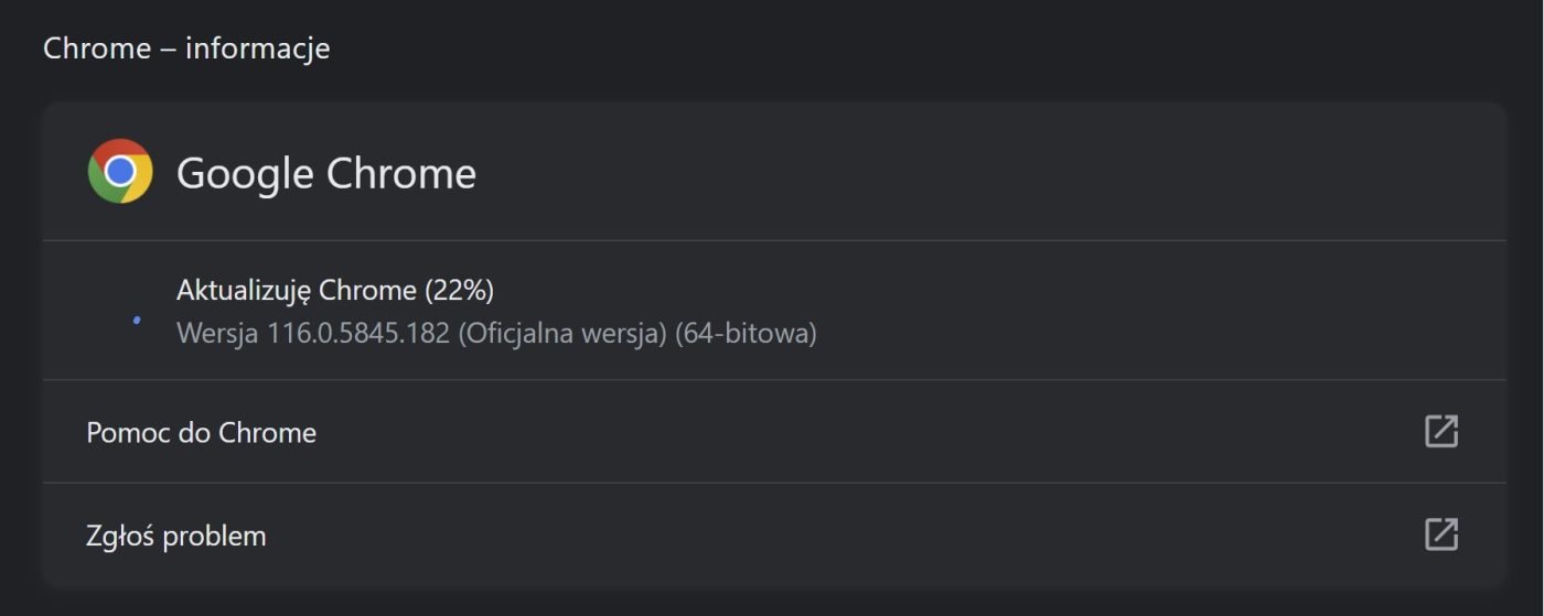 Aktualizacja Google Chrome