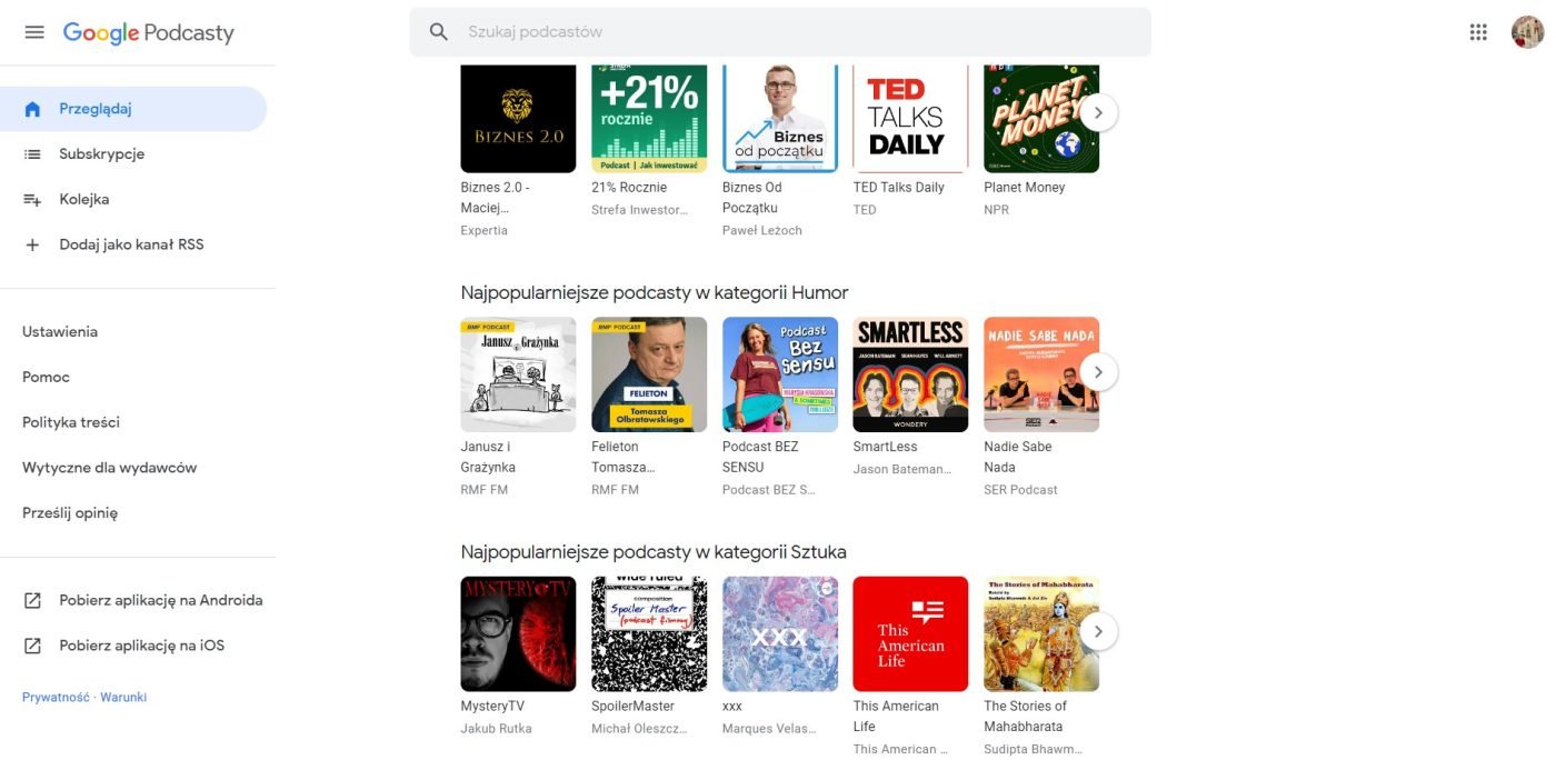 Podcasty Google przeglądarka