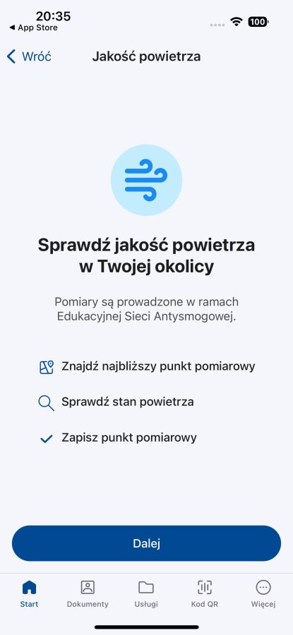 mObywatel nowe funkcje Sprawdź jakość powietrza w Twojej okolicy fot. Tabletowo.pl