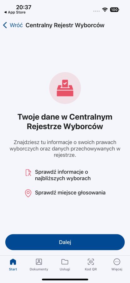 mObywatel nowe funkcje Twoje dane w Centralnym Rejestrze Wyborców fot. Tabletowo.pl
