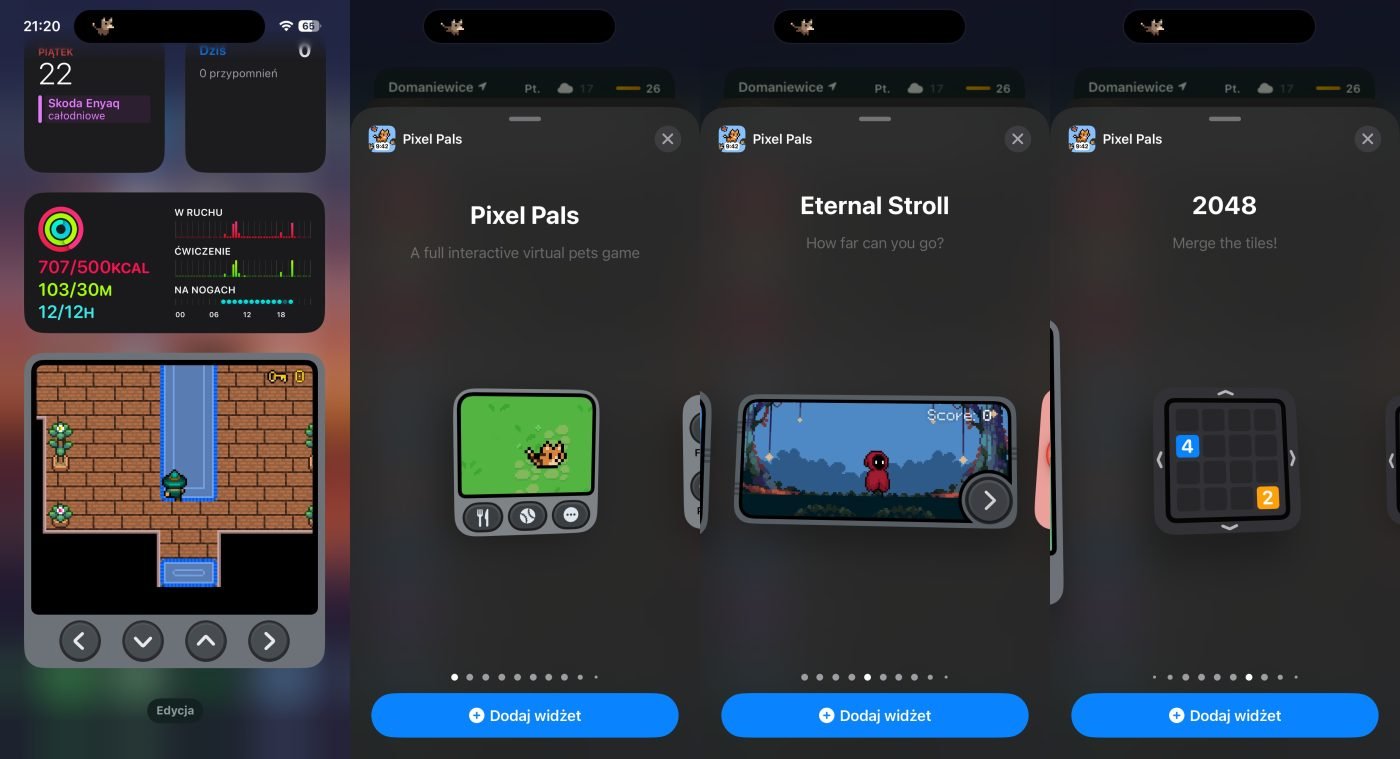 Pixel Pals interaktywne widżety iOS 17