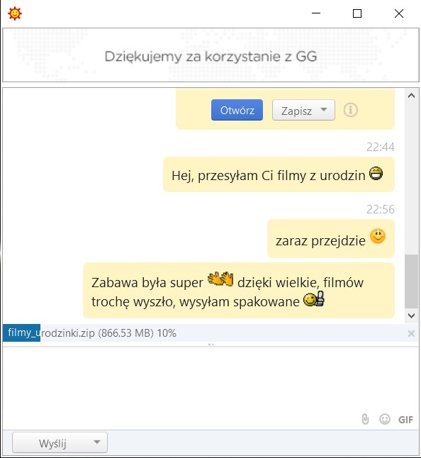Gadu-Gadu GG udostępnianie przesyłanie pliku
