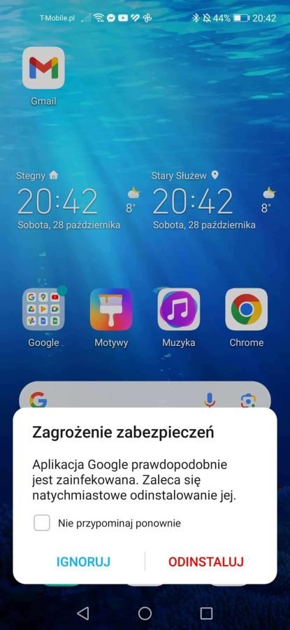 HONOR komunikat Google to złośliwa aplikacja