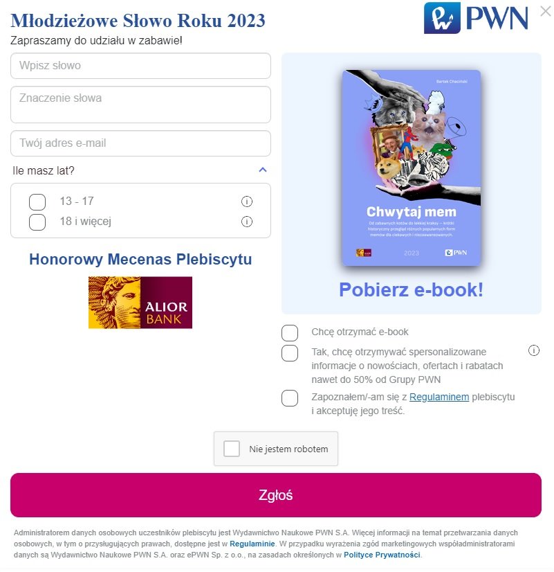 Młodzieżowe Słowo Roku 2023 PWN fot. Tabletowo.pl