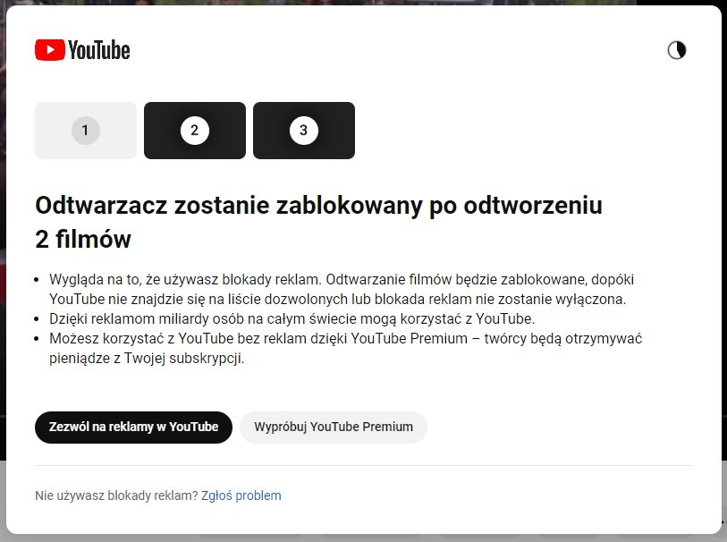YouTube blokowanie reklam drugie ostrzeżenie fot. Tabletowo.pl