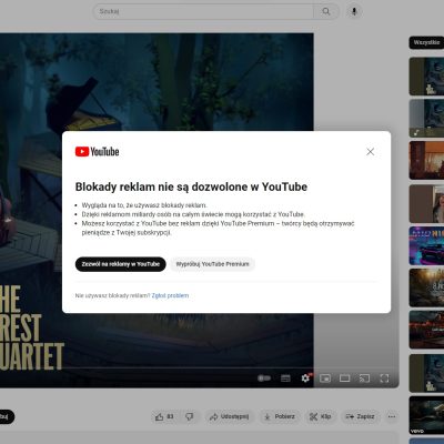 YouTube blokowanie reklam ostrzeżenie fot. Tabletowo.pl