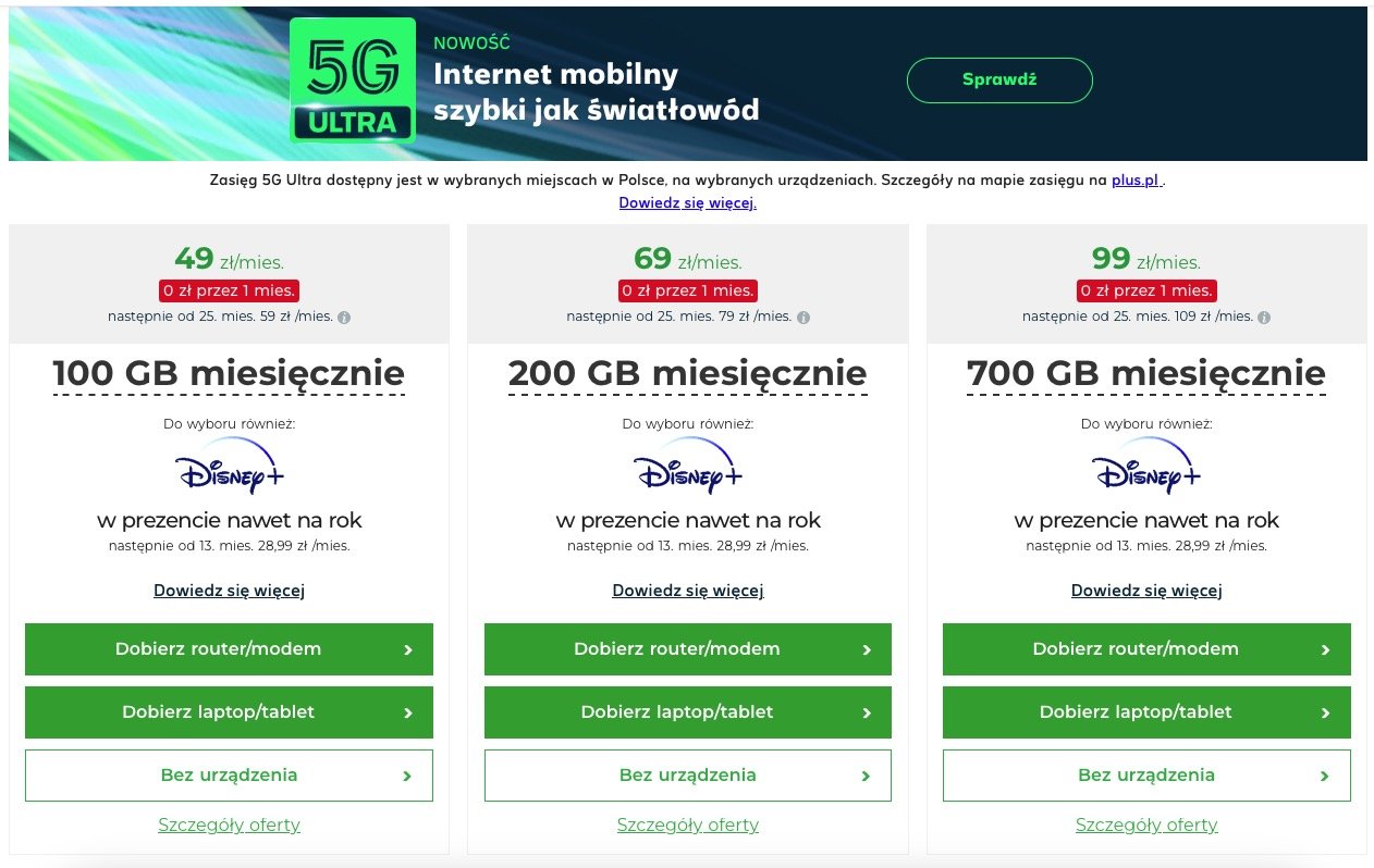 Plus internet mobilny