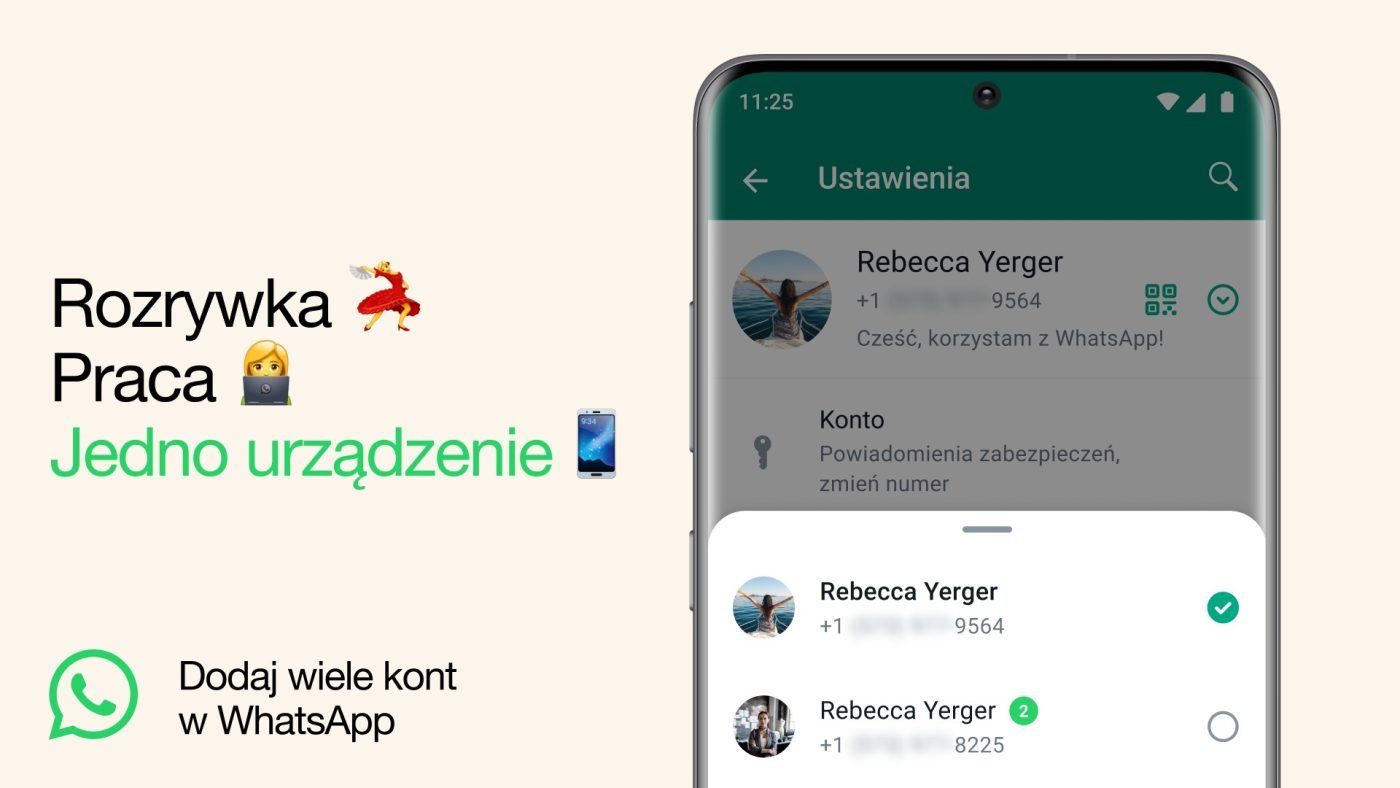 WhatsApp obsługa wielu kont