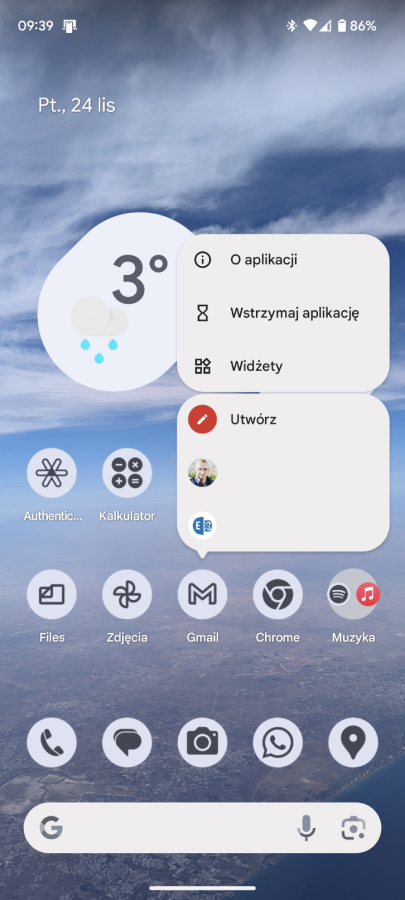 Android 14 - menu po dłuższym naciśnięciu przycisku (fot. Tabletowo)