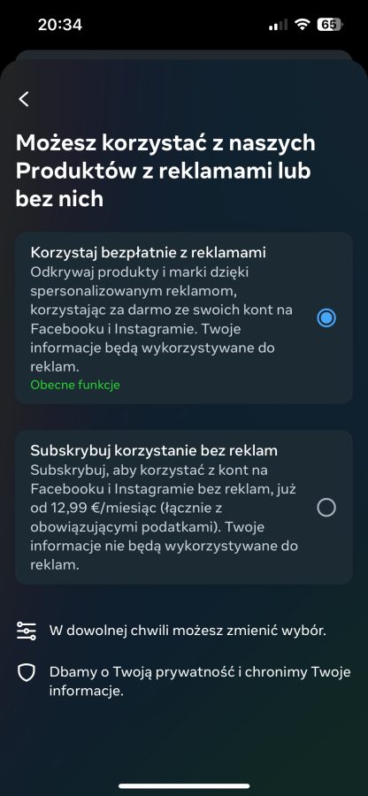 Facebook bez reklam subskrypcja Polska cena fot. Tabletowo.pl