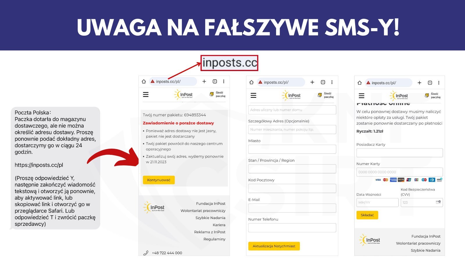 Inpost oszustwo listopad 2023 fałszywy SMS
