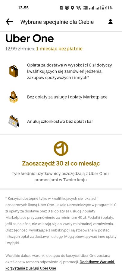 Uber Eats subskrypcja abonament Uber One fot. Tabletowo.pl